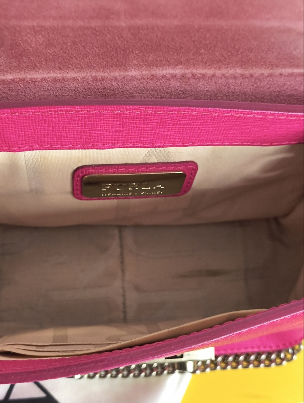 Furla Metropolis Mini Crossbody Bag Pink Saffiano Leather Chain With Dust Bag - Picture 3 of 8